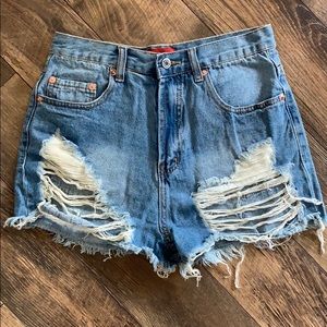 High waste jean shorts